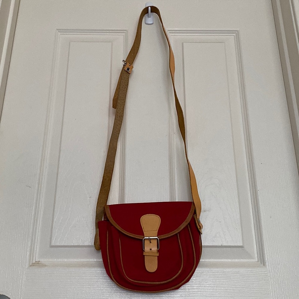 Vintage leather and canvas bag